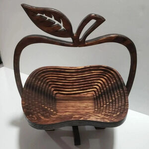 Apple  Shaped Handmade Collapsible layer Wooden Trivet Fruit Bowl